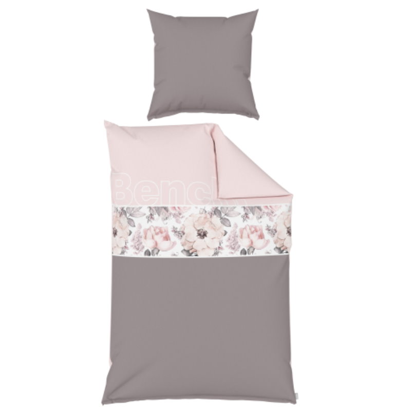 Bettwäsche  BENCH Nature Inspired - Wendemotiv - Farbe Rose / Grau / Blume